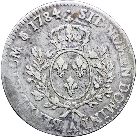 1784 A France Louis XVI Silver Ecu Coin Paris Mint