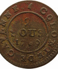 1789 2 Sous French Guiana Coin Louis XVI Colonies de Cayenne