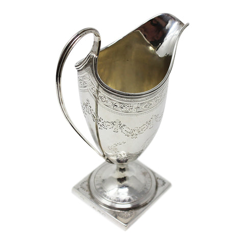 1790 Antique George III Era Large Sterling Silver Cream Jug Silversmith John Delmester London Hallmarks