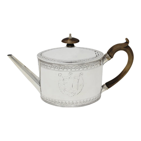1790 Antique George III Era Sterling Silver Tea Pot Silversmiths Henry Chawner London Hallmarks