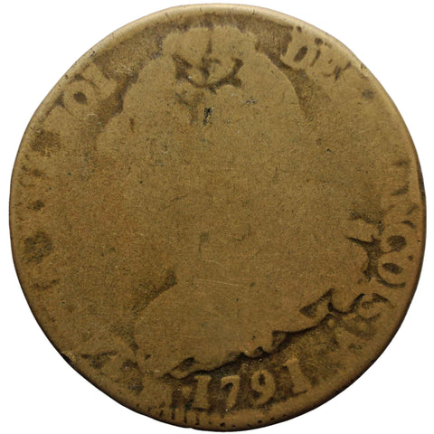 1791 2 Sols France Louis XVI Coin Paris Mint Francois