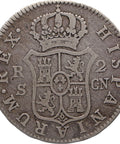 1793 SCN 2 Reales Spain Coin Charles IV Silver Seville Mint