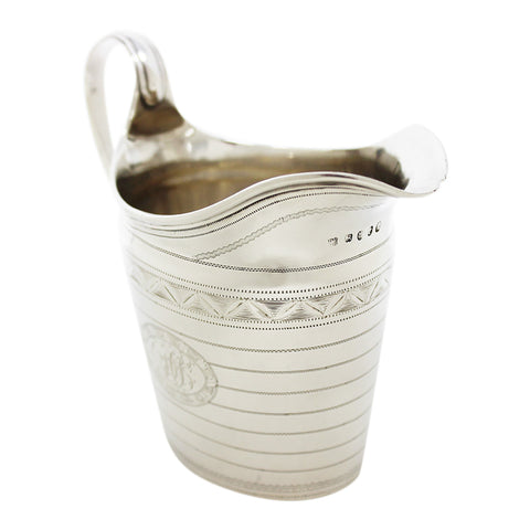 1794 Antique George III Era Sterling Silver Cream Jug Silversmith Duncan Urquhart & Naphtali Hart London Hallmarks