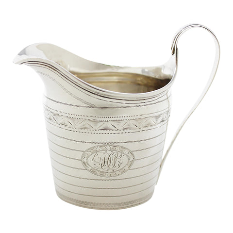 1794 Antique George III Era Sterling Silver Cream Jug Silversmith Duncan Urquhart & Naphtali Hart London Hallmarks