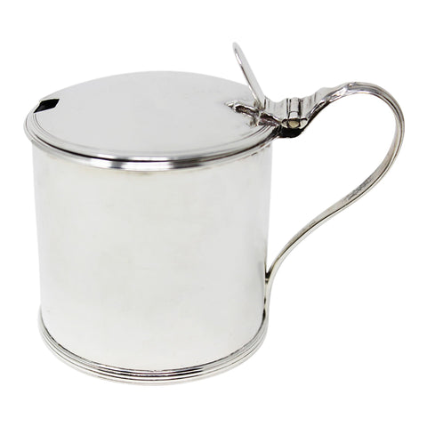 1796 Antique George III Era Sterling Silver Mustard Pot with Blue Glass Liner Silversmiths Robert Hennell I & David Hennell II London Hallmarks