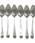 1796 Antique George III Era Sterling Silver Set Six Tea Spoons Silversmith Samuel Godbehere & Edward Wigan London Hallmarks