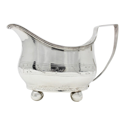 1797 - 1816 Antique George III Era Sterling Silver Cream Jug Silversmith Joseph Hicks Exeter Hallmarks