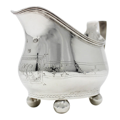 1797 - 1816 Antique George III Era Sterling Silver Cream Jug Silversmith Joseph Hicks Exeter Hallmarks