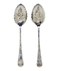 1797 and 1815 Antique George III Era Pair Solid Silver Berry Spoons with original Case Silversmith William Bateman, Peter & Ann Bateman London Hallmarks