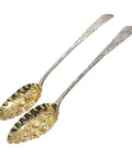 1797 and 1815 Antique George III Era Pair Solid Silver Berry Spoons with original Case Silversmith William Bateman, Peter & Ann Bateman London Hallmarks