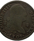 1801 8 Maravedis Spain Coin Charles IV