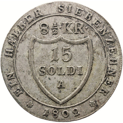 1802 A 15 Soldi 8½ Kreuzer County of Gorizia Coin Italy Vienna Mint
