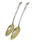 1802 Antique George III Era Large Pair Solid Silver Berry Serving Spoons Silversmith William Eley & William Fearn London Hallmarks