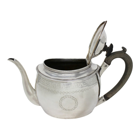 1802 Antique George III Era Large Sterling Silver Tea Pot Silversmiths Robert Hennell I & Samuel Hennell London Hallmarks