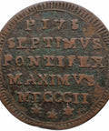 1802 ½ Baiocco Papal States Pius VII Coin