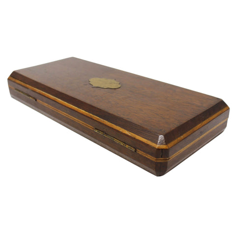 1803 Antique George III Era Large Pair Solid Silver Berry Serving Spoons with Wooden Box Silversmith Thomas Wallis II London Hallmarks