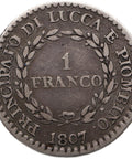 1807 1 Franco Lucca Italy Coin Silver Felice Baciocchi Florence Mint