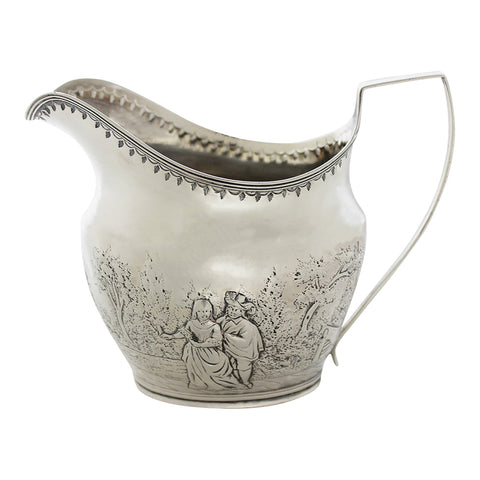 1807 Antique George III Era Large Decorative Sterling Silver Milk Jug Silversmith Edward Fernell London Hallmarks