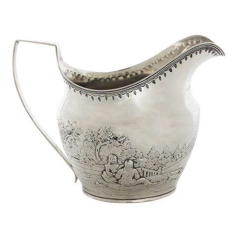 1807 Antique George III Era Large Decorative Sterling Silver Milk Jug Silversmith Edward Fernell London Hallmarks