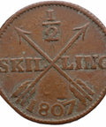 1807 ½ Skilling Sweden Coin Gustav IV Adolf