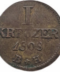 1808 BH 1 Kreuzer Confederation of the Rhine Coin Charles Theodore of Dalberg