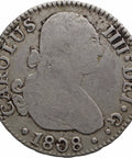 1808 SCN 2 Reales Spain Coin Charles IV Silver Seville Mint