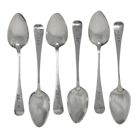1809 Antique George III Era Sterling Silver Set Six Tea Spoons Silversmith Edward Lees London Hallmarks