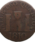 1810 2 Quartos Gibraltar Coin Robert Keeling Large Date