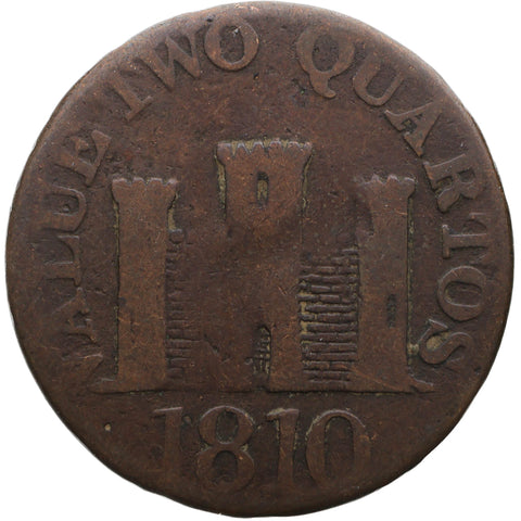 1810 2 Quartos Gibraltar Coin Robert Keeling Large Date