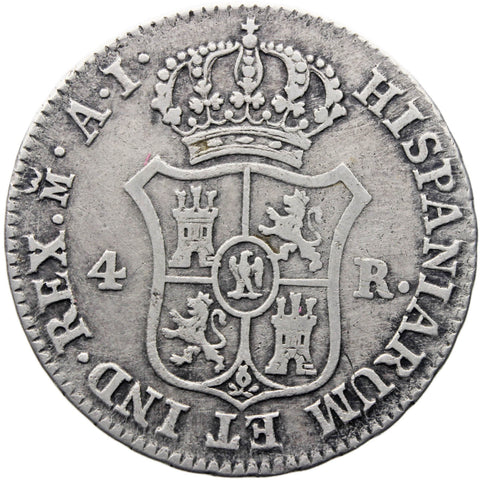 1810 AI 4 Reales Spain Coin Jose I Bonaparte Silver Madrid Mint