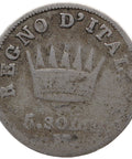 1812 5 Soldi Napoleon I Coin Kingdom of Italy Silver