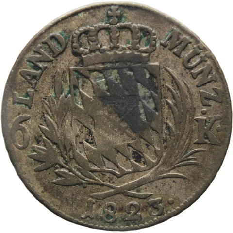 1823 6 Kreuzer Maximillian I Joseph Bavaria Germany State Coin