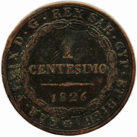 1826 1 Centesimo Carlo Felice Coin United Provinces of Central Italy Italian states