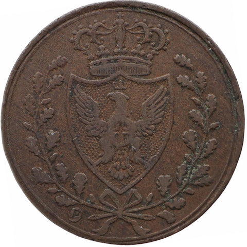 1826 1 Centesimo Kingdom of Piedmont - Sardinia Coin Charles Felix