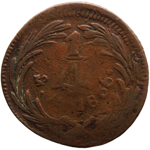 1836 Mo 1/4 Real Mexico Un Quarto / Una Quartilla Mexico City
