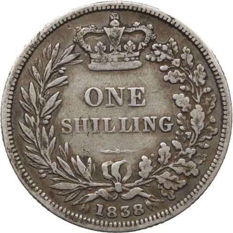 1838 Shilling Victoria Coin Silver GB