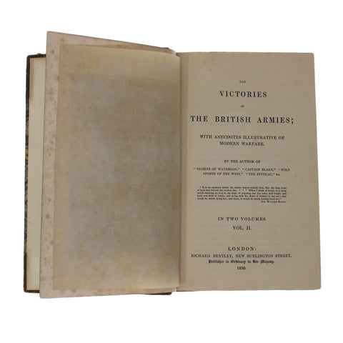 1839 Antique Book Victories Of The British Armies in 2 Vol Richard Bentley, London