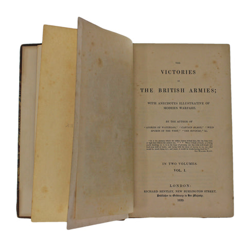 1839 Antique Book Victories Of The British Armies in 2 Vol Richard Bentley, London