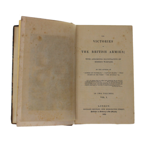1839 Antique Book Victories Of The British Armies in 2 Vol Richard Bentley, London