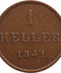 1841 1 Heller Frankfurt Germany Coin