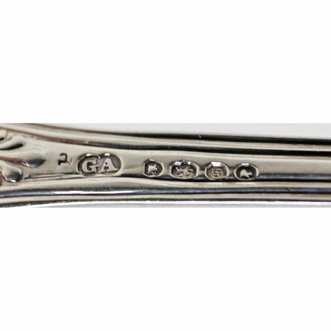 1842 Antique Victorian Era Kings Pattern Sterling Silver Sauce Ladle George William Adams London Hallmarks