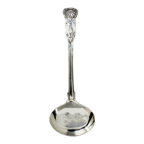 1842 Antique Victorian Era Kings Pattern Sterling Silver Sauce Ladle George William Adams London Hallmarks