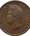 1843 A 10 Centimes French Colonies Coin Louis Philippe I