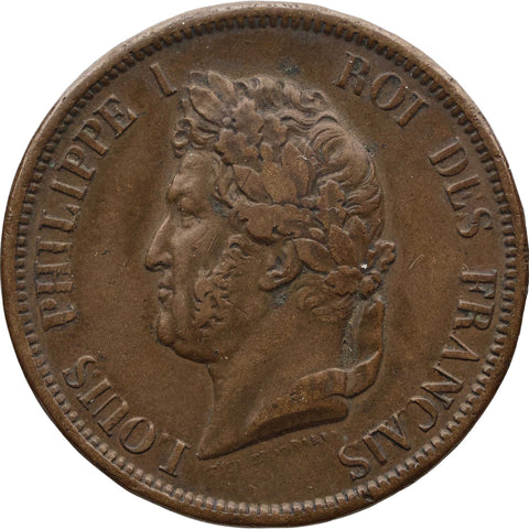 1843 A 10 Centimes French Colonies Coin Louis Philippe I