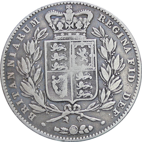 1844 Crown Victoria Queen Great Britain Silver British Coin Cinquefoil Stop