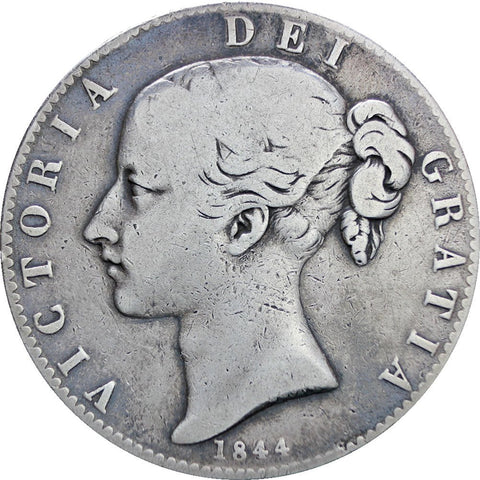 1844 Crown Victoria Queen Great Britain Silver British Coin Cinquefoil Stop