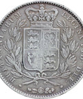 1845 Crown Victoria Queen Great Britain Silver Coin Cinquefoil Stop