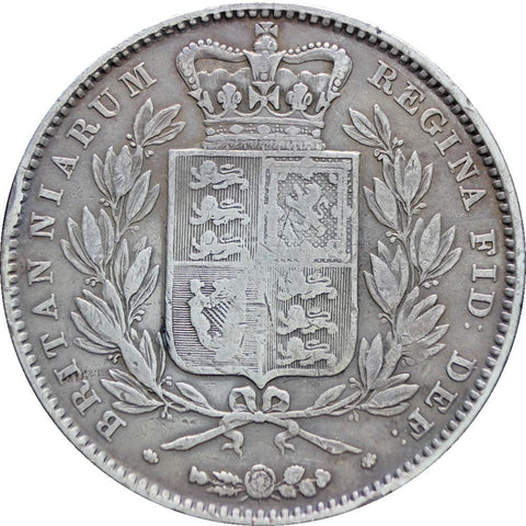 1845 Crown Victoria Queen Great Britain Silver Coin Cinquefoil Stop