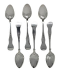 1850 Antique Victorian Era Kings Pattern Sterling Silver Set Six Tea Spoons Silversmith Samuel Weir Edinburgh Hallmarks