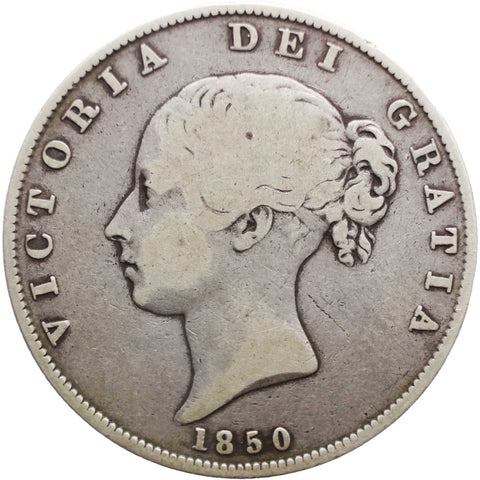 1850 Half Crown Victoria Great Britain Silver Coin 1st portrait 1st type